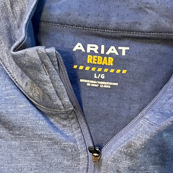 Ariat Women's Rebar Foundation 1/4 Zip Long Sleeve Shirt Blue  Size Large - Picture 3 of 8